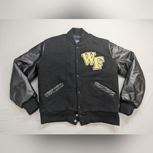 Vintage Wake Forest Demon Deacons Wool Leather Varsity Jacket Player Issued L